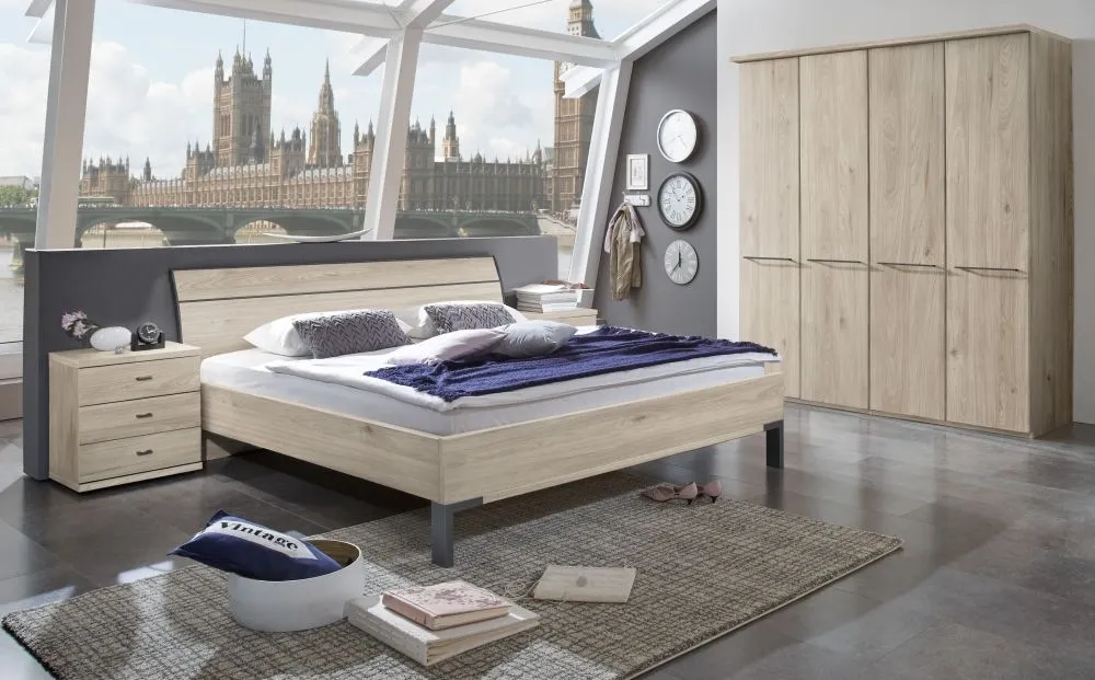 Dakar 2 Wardrobe with Cornice and Slate Handles