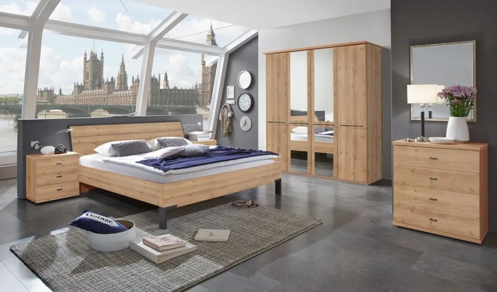 Dakar 2 Wardrobe with Cornice and Slate Handles