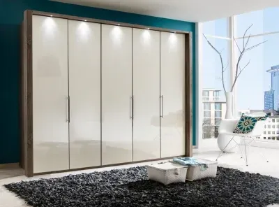 Loft 5 Door Bi-Fold Wardrobe - Magnolia, Oak image