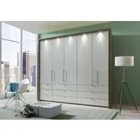 Loft 5 Door Bi-Fold Wardrobe with 9 Drawers - Grey, Oak