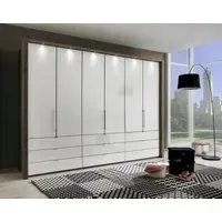 Loft 6 Door Bi Fold Wardrobe with 9 Drawers - Grey, Oak