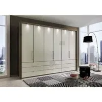 Loft 6 Door Bi Fold Wardrobe with 9 Drawers - Magnolia, Oak