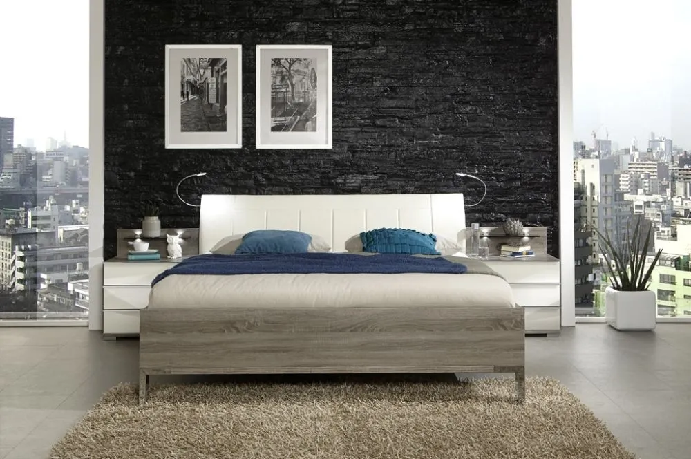 Loft Futon Bed with Faux Leather Cushion Headboard