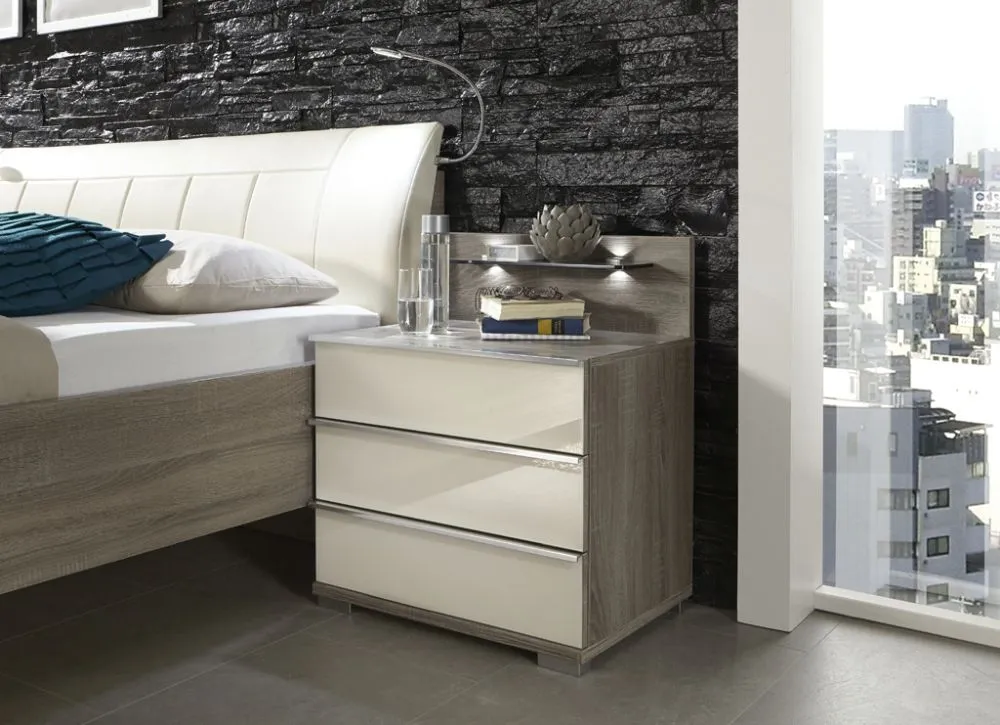 Loft Glass Front Bedside Cabinet