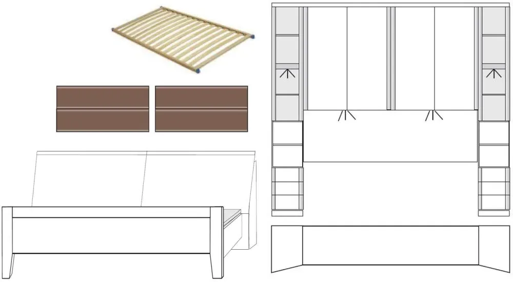 Luxor 3+4 215cm Overbed Unit with 140cm Bed - Rustic Oak