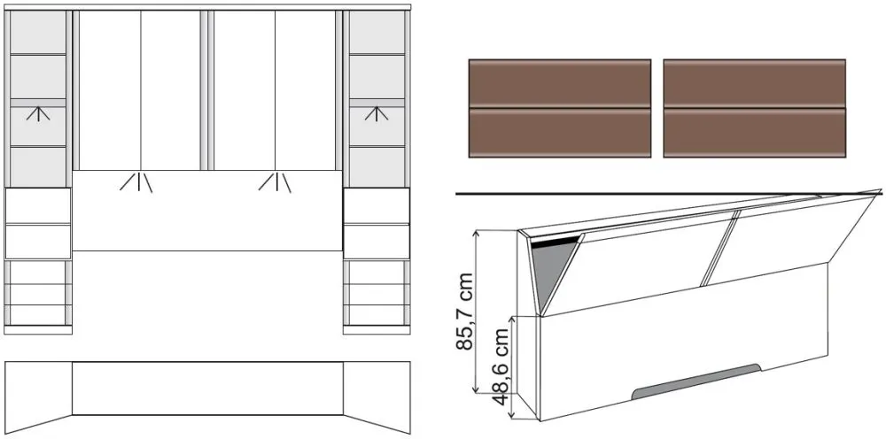 Luxor 3+4 235cm Overbed Unit with Bedding Box - Rustic Oak