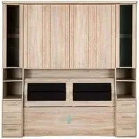 Luxor 3+4 235cm Overbed Unit with Bedding Box - Rustic Oak
