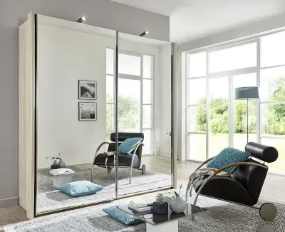 Miami2 2-Door Mirrored Sliding Wardrobe - Holm Oak image