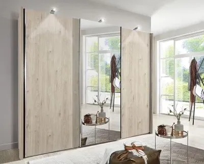 Miami2 3 Door Mirror Sliding Wardrobe - Holm Oak