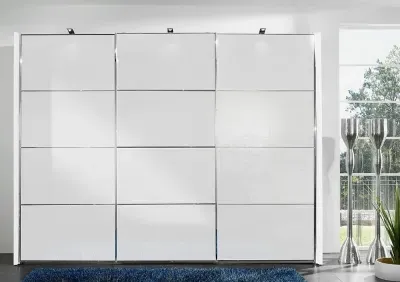 Miami2 3 Door Sliding Wardrobe - White Glass