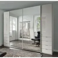 Nizza 2 Door Combi Sliding Wardrobe - White, Glass