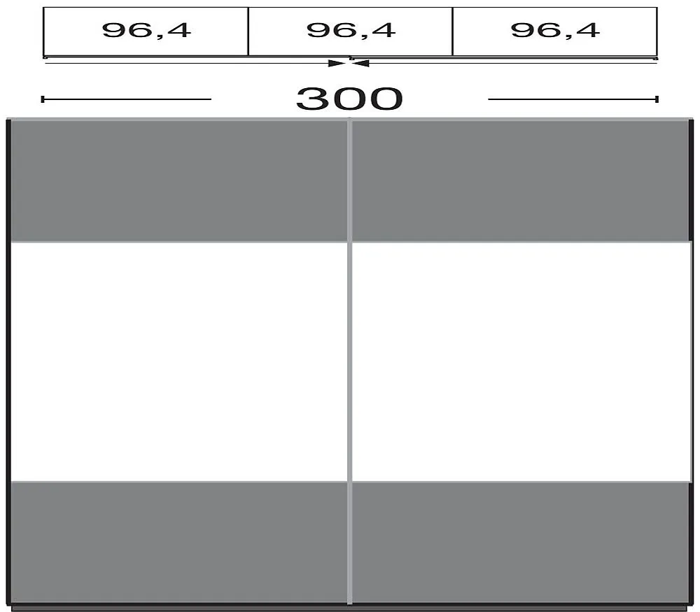 Portland 2-Door Sliding Wardrobe - White, Grey