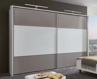 Portland 2-Door Sliding Wardrobe - White, Grey