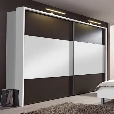 Portland 2-Door Sliding Wardrobe - White, Havana