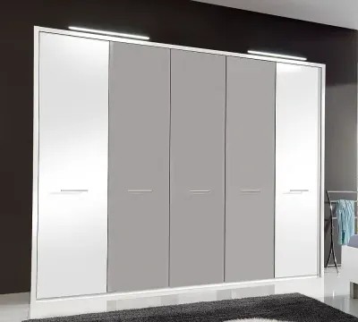 Portland 5 Door Wardrobe - White, Grey image