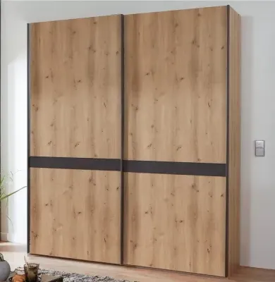 Rialto 2-Door Sliding Wardrobe - Bianco Oak