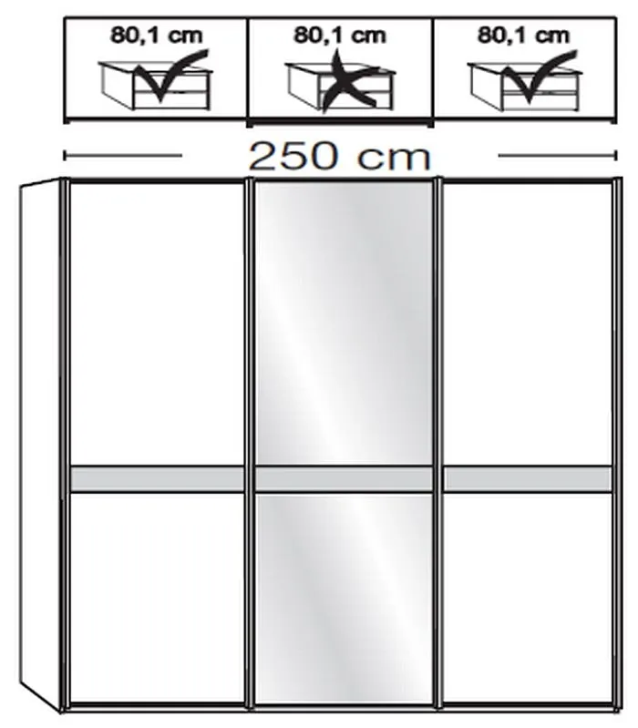 Rialto 3 Door Mirror Sliding Wardrobe - Graphite, Glass