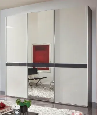 Rialto 3 Door Mirror Sliding Wardrobe - Graphite, Glass