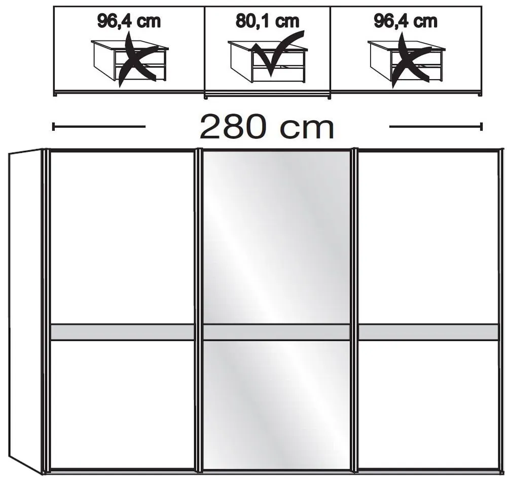 Rialto 3 Door Mirror Sliding Wardrobe - Oak