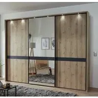 Rialto 3 Door Mirror Sliding Wardrobe - Oak