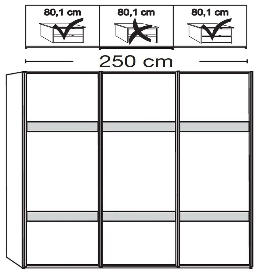 Rialto 3 Door Sliding Wardrobe - Grey, Glass