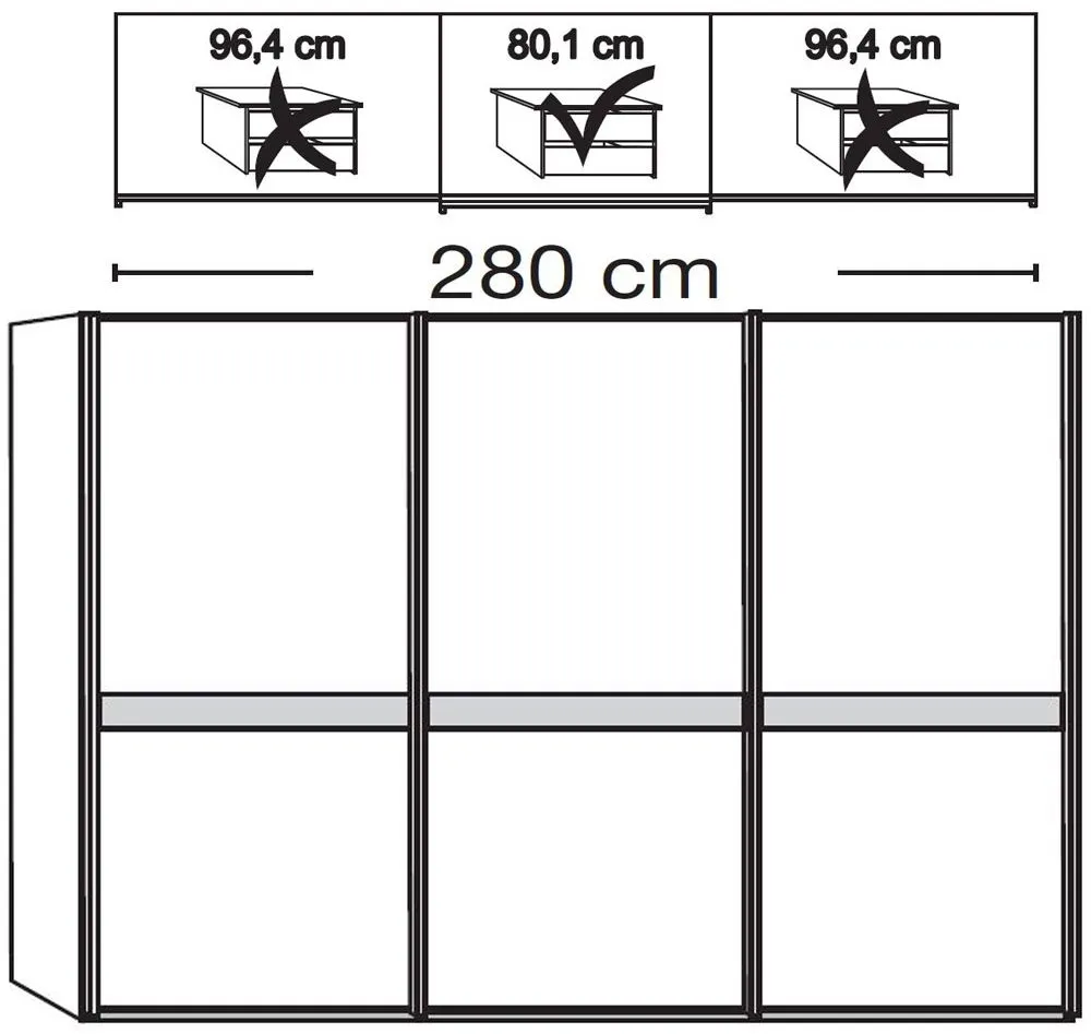 Rialto 3 Door Sliding Wardrobe - Oak, Glass