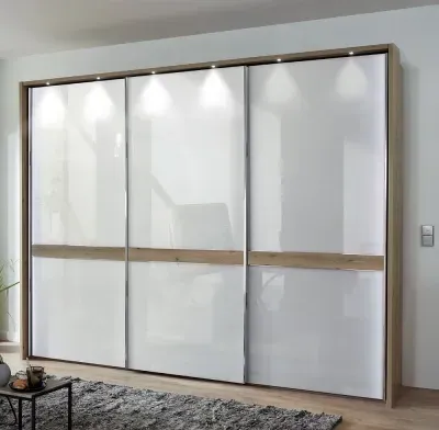 Rialto 3 Door Sliding Wardrobe - Oak, Glass