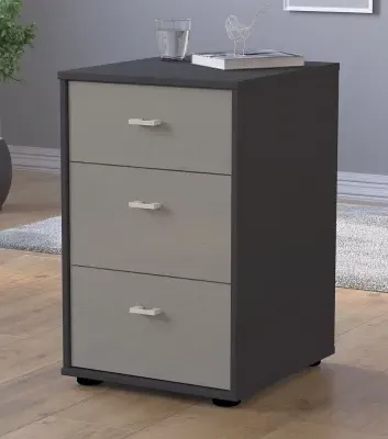 Rialto 3 Drawer Bedside Cabinet - Pebble Grey