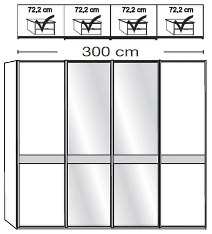 Rialto 4 Door Sliding Wardrobe with Mirror - White, Glass