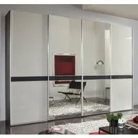 Rialto 4 Door Sliding Wardrobe with Mirror - White, Glass