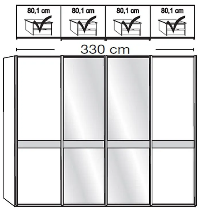 Rialto 4 Door Sliding Wardrobe with Mirror - White, Glass
