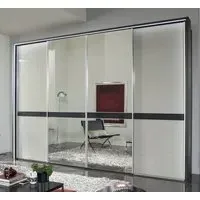 Rialto 4 Door Sliding Wardrobe with Mirror - White, Glass