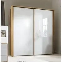 Sydney 2 Door Sliding Wardrobe - White Glass, Oak