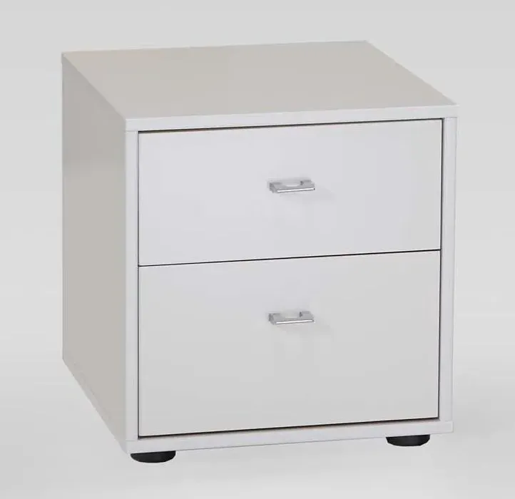 Tokio 2 Drawer Bedside Cabinet - Alpine White Front