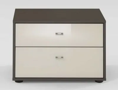 Tokio 2 Drawer Bedside Cabinet - Magnolia Glass, Havana