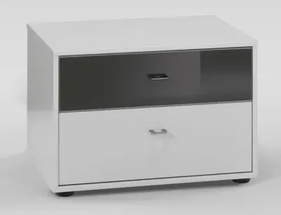 Tokio 2 Drawer Bedside Cabinet - White