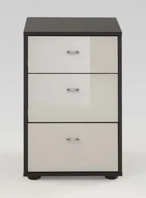 Tokio 3 Drawer Bedside Cabinet - Havana, Magnolia Glass