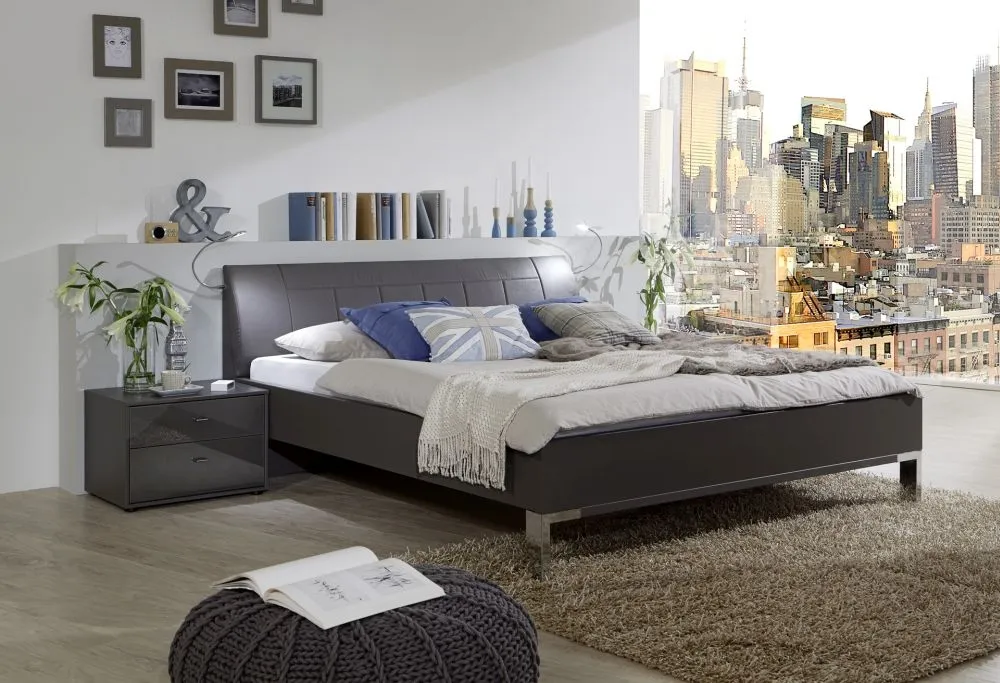 Tokio Faux Leather Cushion Headboard Bed