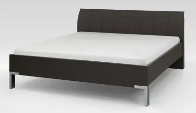 Tokio Queen Size Bed Frame with Silver Feet - Havana, Leather