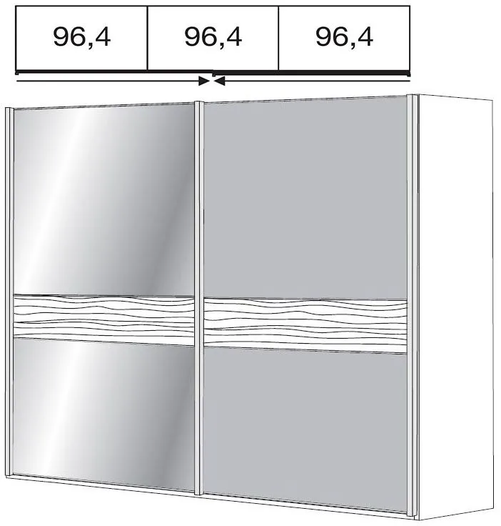 Wega 2 Door Mirror Sliding Wardrobe LH - Oak, Havana Glass