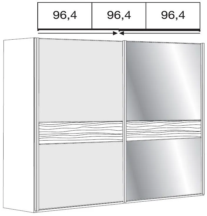 Wega 2 Door Mirror Sliding Wardrobe RH - Oak, Champagne Glass