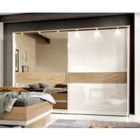 Wega 2 Door Mirror Sliding Wardrobe RH - Oak, Champagne Glass