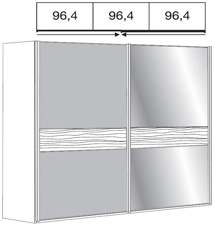Wega 2 Door Mirror Sliding Wardrobe RH - Oak, Havana Glass
