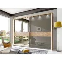 Wega 2 Door Mirror Sliding Wardrobe RH - Oak, Havana Glass