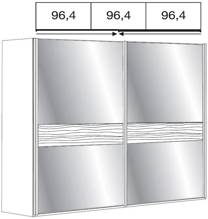 Wega 2 Door Mirrored Sliding Wardrobe - Oak