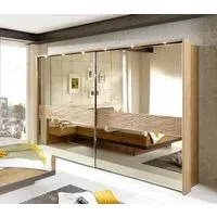 Wega 2 Door Mirrored Sliding Wardrobe - Oak