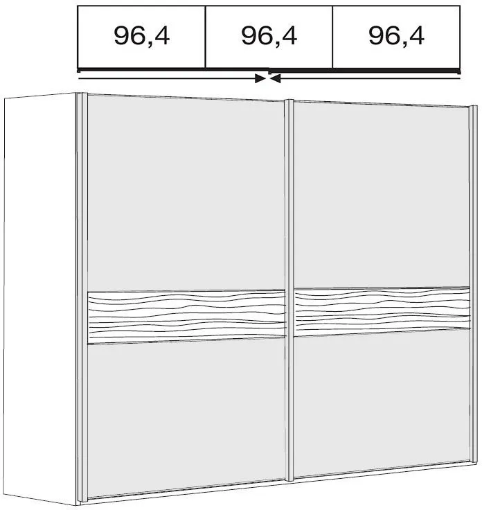 Wega 2 Door Sliding Wardrobe - Oak, Champagne Glass