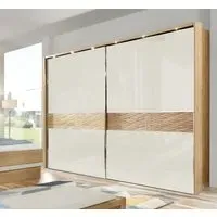 Wega 2 Door Sliding Wardrobe - Oak, Champagne Glass