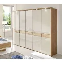 Wega 5 Door Wardrobe - Oak, Champagne Glass