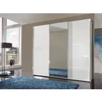 Westside 3-Door Mirror Sliding Wardrobe - White Glass